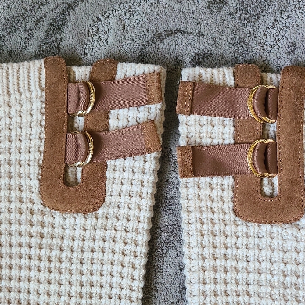 UGG Tan Knit Winter Boots with Suede Trim - Picture 6 of 14